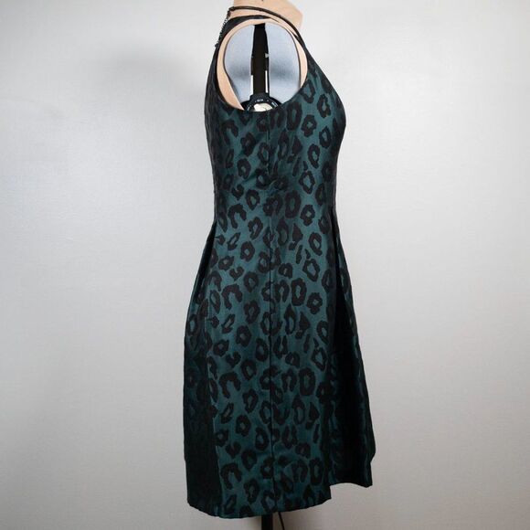 Ann Taylor LOFT Petite Leopard Jacquard Flare Dress - Picture 8 of 12